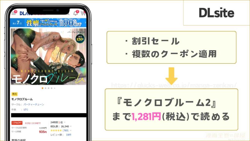 DLsiteなら『モノクロブルーム2』まで1,281円で読める