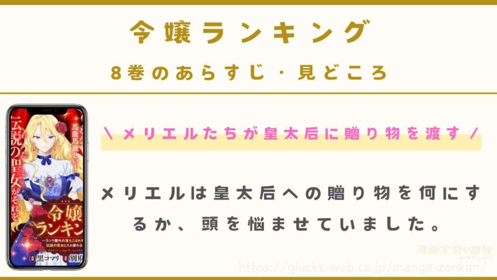 8巻のあらすじ・見どころ：オードリー皇太后への贈り物