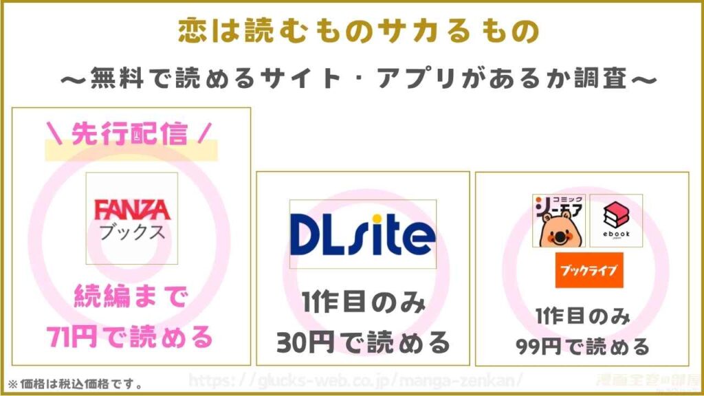 『恋は読むものサカるもの』が無料で読めるサイト・アプリがあるか調査