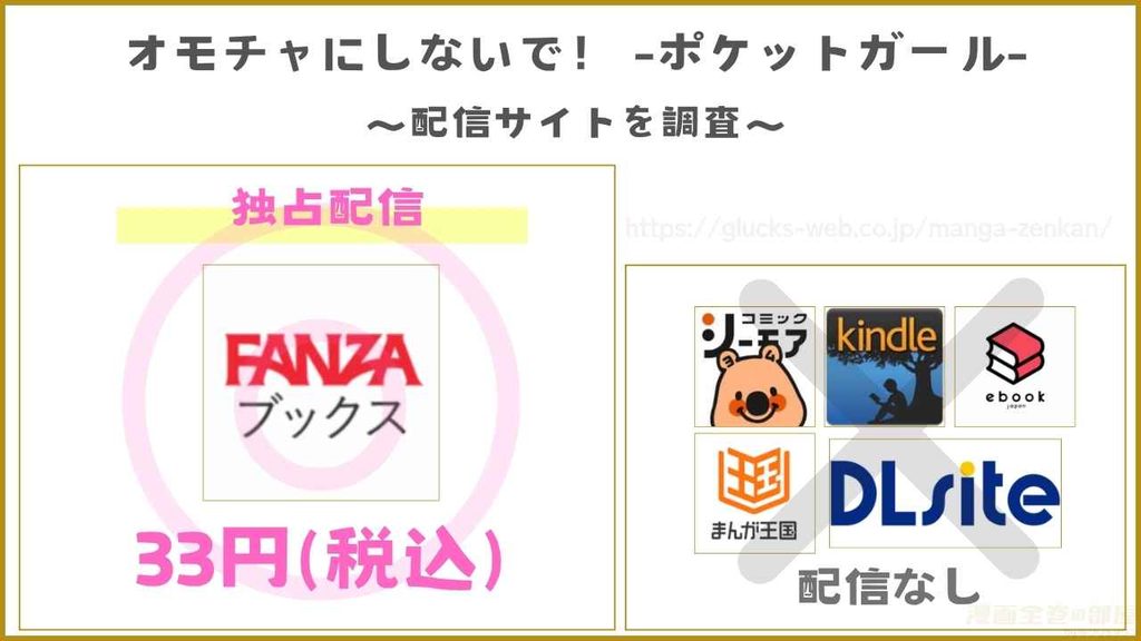漫画『オモチャにしないで！-ポケットガール-』の配信サイトを調査