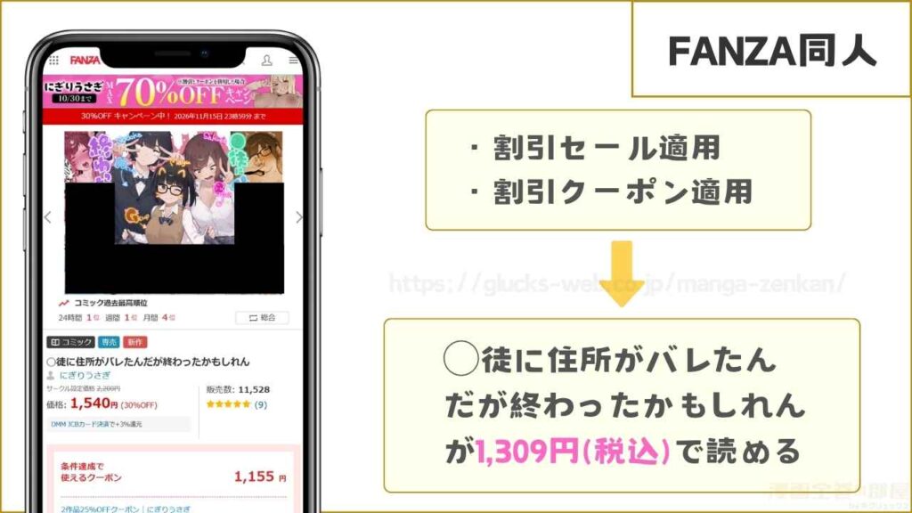 【独占配信】FANZA同人のクーポン適用でお得に読める