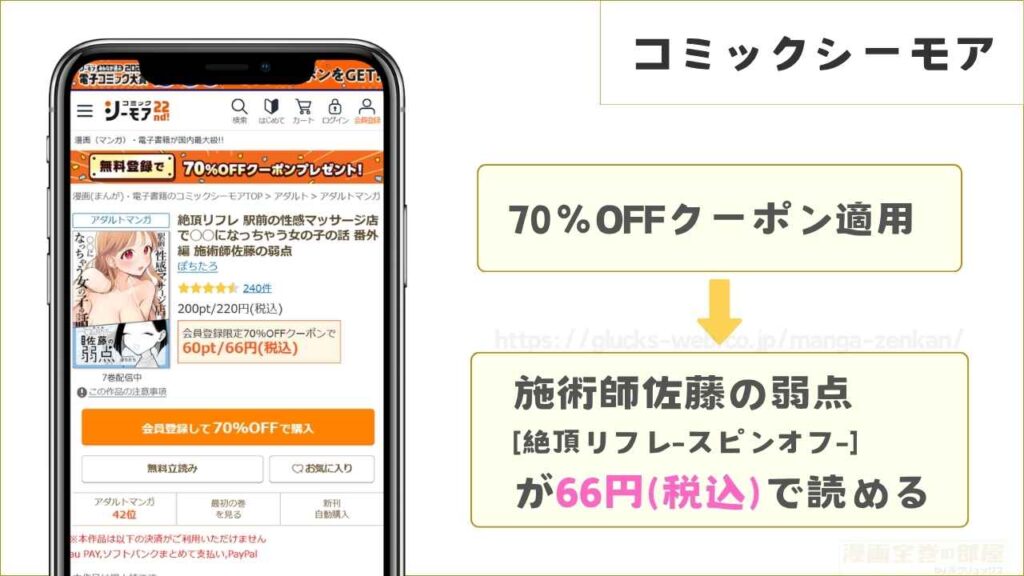 コミックシーモアなら『施術師佐藤の弱点』が66円で読める
